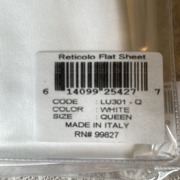 NEW LUXE Reticolo Flat Sheet by Annie Selke (White), Queen Size, 500TC - Picture 5 of 5
